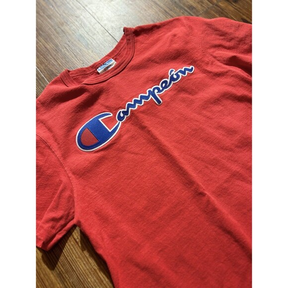 Vintage Women’s Champion "Campeon" Spanish Logo Raised Appliqué T-Shirt RED - Picture 5 of 8